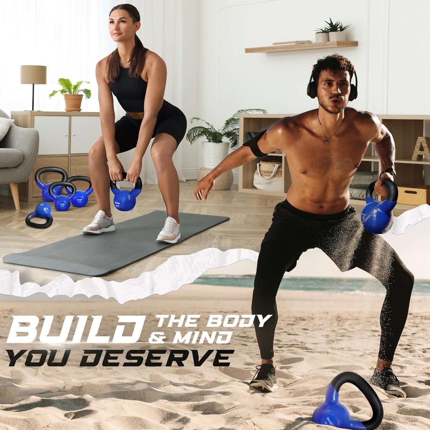 Vinyl Coated Cast Iron Kettlebell – 5–100 lb Strength Training