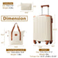 20 Inch Carry On Luggage Set 3 Piece with Spinner Wheels, Lightweight Hardshell ABS Suitcase for Weedend Getaways, Business Travel, White Brown