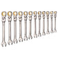 Flex-Head Ratcheting Wrench Set, 12-Piece Metric 8 mm to 19 mm, 72 Teeth, Cr-V Steel Ratchet Flexible Combination Wrench Set with Roll Up Pouch, for General Household and Automotive Repairs