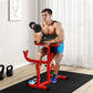 265 LBS Preacher Curl Bench for Strength Training, Adjustable Seated Arm Isolated Barbell Dumbbell Bicep Station, Red