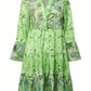 Floral Print Ruffle Hem Dress; Boho Holiday Long Sleeve V-neck Dress; Women's Clothing