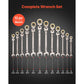 Flex-Head Ratcheting Wrench Set, 12-Piece Metric 8 mm to 19 mm, 72 Teeth, Cr-V Steel Ratchet Flexible Combination Wrench Set with Roll Up Pouch, for General Household and Automotive Repairs