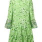 Floral Print Ruffle Hem Dress; Boho Holiday Long Sleeve V-neck Dress; Women's Clothing