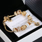 Heart Charm Bracelet with Extender Gold Plated Snake Chain Bracelets CZ Crystal Beads Charms Bracelets