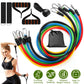 11Pcs Resistance Bands Set Fitness Workout Tubes Exercise Tube Bands Up to 100lbs w/ Door Anchor Handles Ankle Straps for Physical Training Yoga Pilates