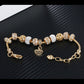 Heart Charm Bracelet with Extender Gold Plated Snake Chain Bracelets CZ Crystal Beads Charms Bracelets