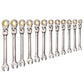 Flex-Head Ratcheting Wrench Set, 12-Piece Metric 8 mm to 19 mm, 72 Teeth, Cr-V Steel Ratchet Flexible Combination Wrench Set with Roll Up Pouch, for General Household and Automotive Repairs