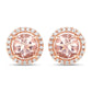 0.93 Carat Genuine Morganite and White Diamond 14K Rose Gold Earrings