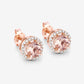 0.93 Carat Genuine Morganite and White Diamond 14K Rose Gold Earrings