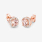 0.93 Carat Genuine Morganite and White Diamond 14K Rose Gold Earrings