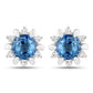 1.87 Carat Genuine Blue Sapphire and White Diamond 14K White Gold Earrings