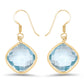 14K Yellow Gold Plated 29.00 Carat Genuine Blue Topaz .925 Sterling Silver Earrings