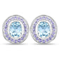 6.30 ct. Genuine Blue Topaz and Tanzanite .925 Sterling Silver Earrings