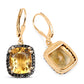 14K Yellow Gold Plated 8.90 Carat Genuine Citrine & Black Spinel .925 Sterling Silver Earrings