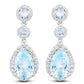 9.46 Carat Genuine Blue Topaz and White Topaz .925 Sterling Silver Earrings