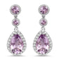 7.16 Carat Genuine Pink Amethyst and White Topaz .925 Sterling Silver Earrings
