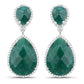 19.42 Carat Dyed Emerald and White Topaz .925 Sterling Silver Earrings