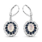 2.80 Carat Genuine Ethiopian Opal, Blue Sapphire and White Topaz .925 Sterling Silver Earrings