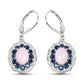 4.00 Carat Genuine Opal Pink, Blue Sapphire and White Topaz .925 Sterling Silver Earrings