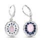 4.00 Carat Genuine Opal Pink, Blue Sapphire and White Topaz .925 Sterling Silver Earrings