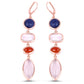 14K Rose Gold Plated 30.55 Carat Genuine Multi Stone .925 Sterling Silver Earrings
