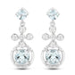 4.42 Carat Genuine Aquamarine and White Zircon .925 Sterling Silver Earrings