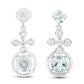 4.42 Carat Genuine Aquamarine and White Zircon .925 Sterling Silver Earrings