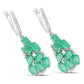 6.69 Carat Genuine Emerald and White Diamond .925 Sterling Silver Earrings