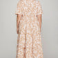 She + Sky Printed Notched Woven Tiered Pintuck Maxi Dress with Side Pockets