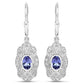 1.12 ct Genuine Tanzanite and White Topaz .925 Sterling Silver Earrings