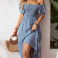 Floral Smocked Square Neck Midi Dress