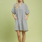 Umgee Striped Puff Sleeve Shift Dress