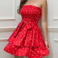 Smocked Heart Print Tube Dress