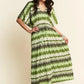Davi & Dani Multi Color Wavy Tie Waist Flowy Sleeve Dress