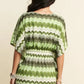 Davi & Dani Multi Color Wavy Tie Waist Flowy Sleeve Dress