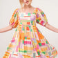 And The Why Square Neck Puff Sleeve Geo Printed Mini Dress