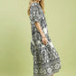 Umgee Two tone Border Print Midi Dress