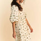 Davi & Dani Cactus Printed Poplin Contrast Piping Mini Dress