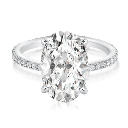 Moissanite 4.0 Ct Pavé Oval Cut Engagement Rings For Women