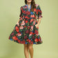 Umgee Floral Tiered Puff Sleeve Dress