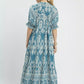 Umgee Two tone Border Print Midi Dress