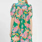 Umgee Jacquard Paisley Print Puff Sleeve Tunic Dress