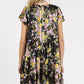 Mittoshop Flower Print Round Neck Flutter Sleeve Tiered Dress