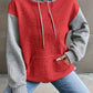Full Size Textured Kangaroo Pocket Hoodie Plus Size