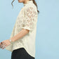 Umgee Linen V-Neck Lace Puff Sleeve Top