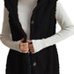 Button-Down Sherpa Hooded Vest Coat
