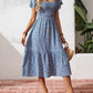 Floral Smocked Square Neck Midi Dress
