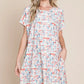 BOMBOM Printed Round Neck Short Sleeve Tee Dress