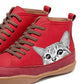 Cat Print Striped Ankle Sneakers