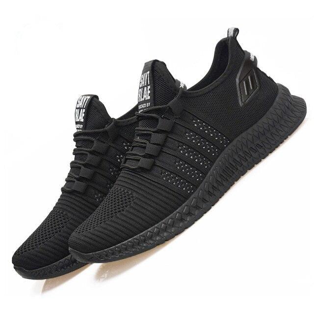 Men’s Mesh Running Sneakers – Lightweight Orange Sole Sport Shoes